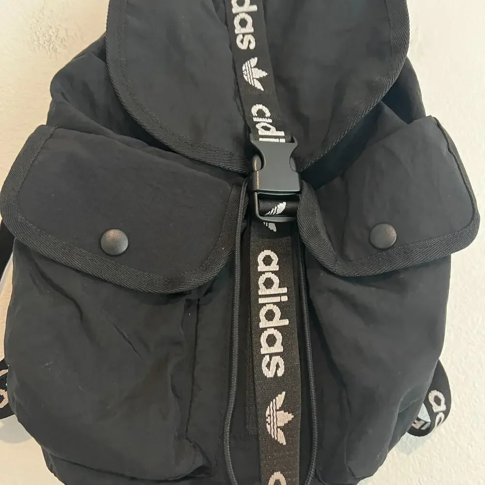 Adidas Originals Black & White Nylon Utility Mini Backpack Sporty 